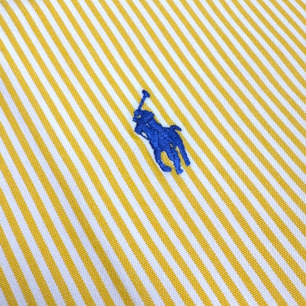 Ralph Lauren Blake Shirt Mens 2X Big Yellow White Striped Cotton Button Down